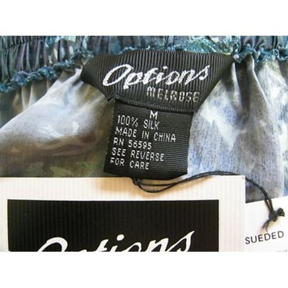 VTG 90's Options Melrose Sueded 100% Silk Skirt Size Medium Muted Colors Floral - Picture 5 of 6
